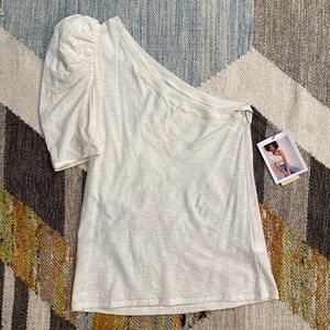 NWT Nation LTD Paulina One Shoulder Tee Off White XS